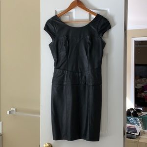 Sexy black leather Bebe dress